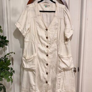 cream anthroplogie button down dress - size 18W - NWT